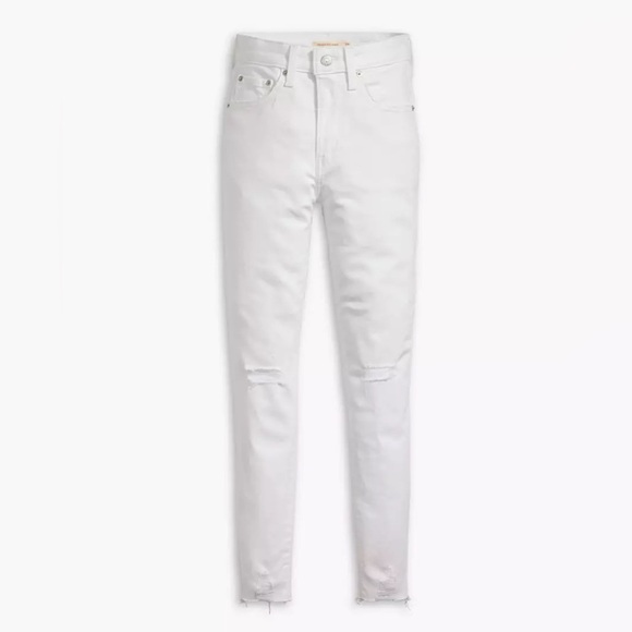 Levi's 721 High Rise Skinny White Raw Edge Jeans- size 24 - Picture 2 of 13